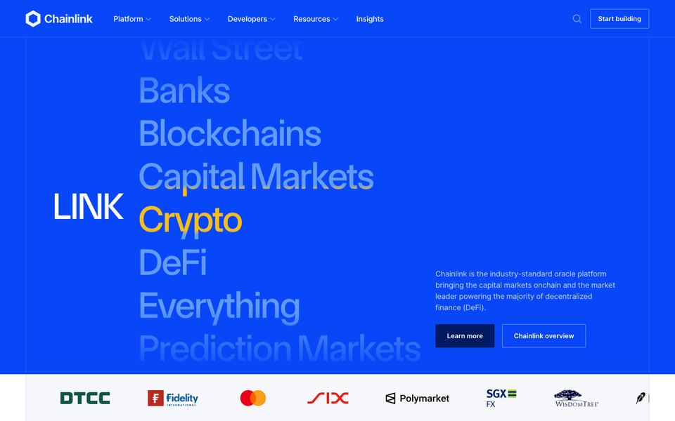 Chainlink homepage screenshot